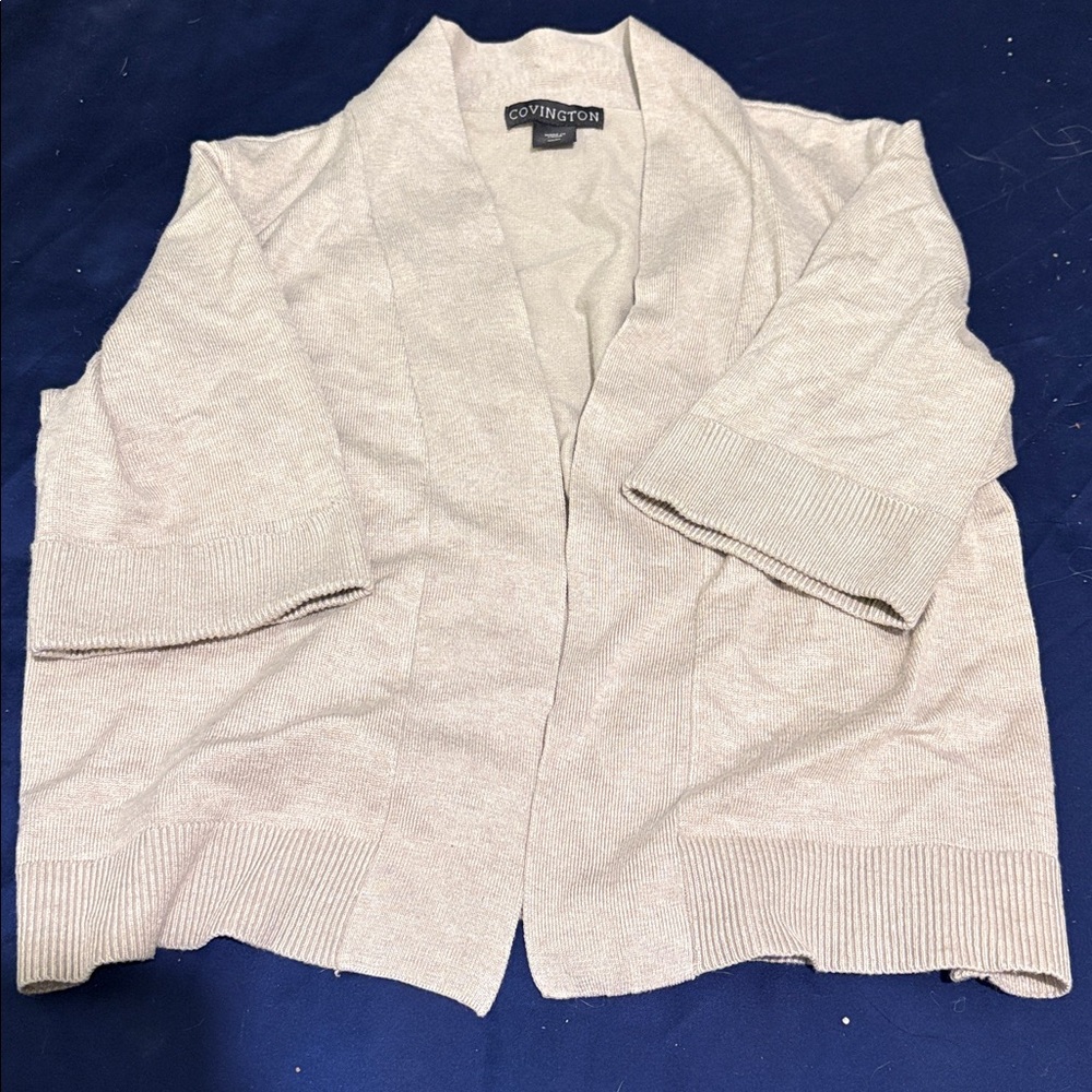 Covington Beige Open-Front Cardigan